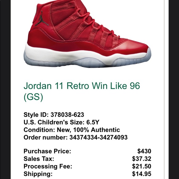 Jordan 11’s red and white 6.5 - Picture 6 of 6